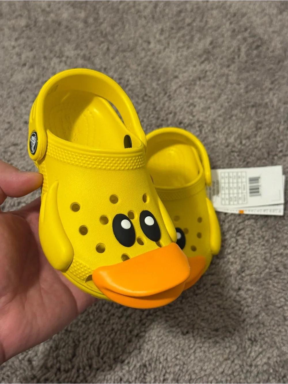 CROCS Kids Duck Clogs in Bright Yellow with Orange Beak